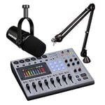 Shure MV7 USB/XLR Dynamic Podcasting Microphone Four Person PodCast Audio Kit