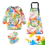 Tablier Peinture Enfant 5-10 Ans, Blouse d'Art Imperméable avec Manches Longues, Tablier Artisanal Enfants, Tablier de Bricolage, Grande Poche, pour Coloriage Ecole Cuisine Bricolage Activités