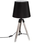 Lampe à Poser Trépied en Bois "Runo" 58cm Noir