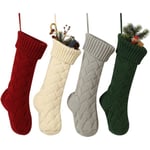 Heyone Cable Knit Julstrumpor 18 Tum Storlek Klassiska Dekorationer Presentset med 4