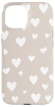 Coque pour iPhone 15 Beige Heart Pattern Cover for Stylish Protection