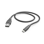 Hama USB-C Cable (USB-A 2.0 Male/USB-C Male Charging Cable, 480Mbps High Speed Data Transfer Cable, 1.5m, Compatible with Samsung Galaxy S21/S20/S10/S9/S8, Huawei P30/P20, Xiaomi) Black