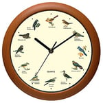 Benail Horloge Murale Oiseau Chantant 30,5 cm avec Noms d'oiseaux et chansons