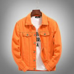 Män Jackor Streetwear Jeansjacka Casual Fashion A Orange Aisan M