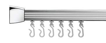 Croydex Professional Profile 800 Straight Shower Rail with Hooks and Gliders, 183 cm, Chrome