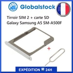 Tiroir Sim 2 + Carte Micro Sd Mémoire Pour Samsung Galaxy A5 Sm-A500f - Blanc