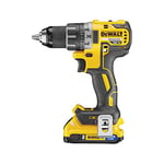 DEWALT Perceuse Visseuse Compact Brushless XR 18V Li-Ion 2Ah - Perceuse sans Fil avec Coffret TSTAK, Éclairage LED, 2 Batteries/Chargeur - 2 Vitesses (0-550/2000 tr/min) 460W DCD791D2-QW