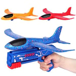 Avion Polystyrene Jouet Planeur Enfant Jeux Extérieur Interactif Avion en Mousse Volant avec Pistolet Catapulte Jeu Lancer Maquette Avion Cadeau Enfant Anniversaire Garçon Fille 3 4 5 6 7 8 9 10 Ans