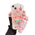 Kompatibelt Sött Skal för iPhone, Kawaii med stativ och hänge Telefonskal, Cartoon Clear Soft TPU Telefonskydd Patrick Star iPhone XR