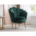 Vente-unique Fauteuil coquillage en velours vert LALEA