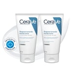 CeraVe - Crème Mains Réparatrice - Nourrit & Hydrate 24 h - Répare & Apaise - Acide Hyaluronique + 3 Céramides Essentiels - Sans Parfum - Peau Très Sèche, Gercée, Abîmée - 2 x 50 ml