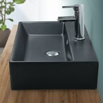 ML-Design Vasque à Poser Lavabo Salle de Bain 600 x 365 mm en Céramique Carré Noir Mat Évier Salle de Bain Toilette Moderne et Élégant Sans Robinet