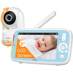 BOIFUN 1080P Caméra Surveillance WiFi intérieure 360° VB805 Avec 5" Écran IPS Caméra Moniteur Vision Nocturne VOX Capteur de Température