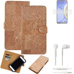 FOR HTC Wildfire E Plus SMARTPHONE CASE COVER WALLETCASE CORK