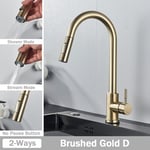 Buse flexible en dégradbrossé pour évier de cuisine,robinet de centre commercial,pulvérisateur de flux,pont de tête,robinets d'eau chaude et froide noirs - Type Brushed Gold B