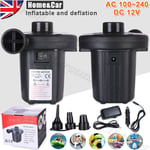 Electric Air Pump for Paddling Pool Fast Inflator Deflator Camp Air Bed Mattress