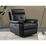 Vente-unique Fauteuil relax en cuir noir VINETA