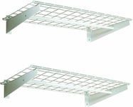 Hyloft 777, lot de 2 étagères murales, réglables, en acier, pour garage, avec tige de suspension, blanc, 91,4 x 45,7 cm