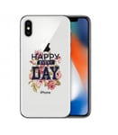 Coque Iphone XS Fleur shabby happy day old school college transparente