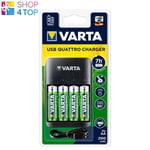 VARTA CHARGER USB QUATTRO FOR AA AAA BATTERIES 4 RECHARGE BATTERIES 2100mAh  NEW