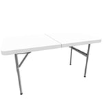 Todeco - Table Pliante Transportable, Table en Plastique Robuste - Matériau: HDPE - Charge maximale: 100 kg - 122 x 61 cm, Blanc, Pliable en Deux
