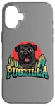 Coque pour iPhone 16 Plus Retro Pug Pugzilla Funny Dog Lover Japanese Movie Poster