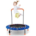 Costway - Trampoline Enfant Ø92CM avec 21 Lumières led & Poignée Amovible, Mini Trampoline Exterieur Enfant avec Motif d'Astronaute & Tapis