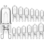 Ampoules halogènes G9 à intensité variable 40 w 230 v Blanc chaud Pour four micro-ondes cuisinière plafonniers Lot de 12 [Classe énergétique g]