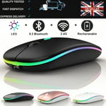 Slim Silent Rechargeable Wireless Mouse RGB LED USB Mice MacBook Laptop PC UK