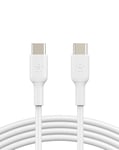 Belkin BoostCharge USB-C to USB-C fast charger cable, USB type C charger cable fast charging for iPhone 16, 15, Samsung Galaxy S24, S23, Pixel, iPad, MacBook, Nintendo Switch and more - 1m, White