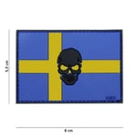 Vanoimports Svenska flaggan med skalle PVC patch