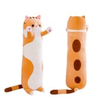 Oppal Peluche Jouet Chat Coussin Mignon en Peluche Doux pour la Peau élastique Longue poupée de Chat, taie d'oreiller pour Le Jour de Pâques (Marron)