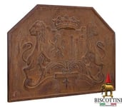 Biscottini Plaque Fonte Cheminée Pare-étincelle Écran Fronton Écusson Feuille