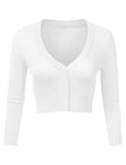 Irevial Boléro Femme Manches Longues Tricot Cardigan Respirant Gilet Femme Veste avec Boutons Tops Blanche,L