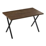 Clipop - Table de salle à manger rectangulaire effet béton, 4-6 personnes,avec pieds en métal en forme de X,120cm,Marron