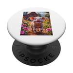 cochon domestique super mignon animaux ferme animal de compagnie riant souriant PopSockets PopGrip Adhésif