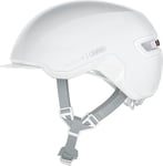 Casque urbain ABUS HUD-Y - avec éclairage arrière LED magnétique et rechargeableFermeture magnétique - Casque de vélo cool pour un usage quotidien - pour femmes et hommes - Blanc (puriste), taille S