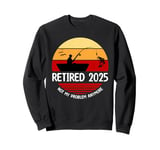 Retired 2025 Funny Fishing Retirement Retro Gone Fishing Rod Sweatshirt