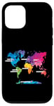 Coque pour iPhone 12/12 Pro Carte Colorée Terre Pays Continent Géographie Carte Du Monde