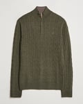 Morris Merino Cable Half Zip Olive