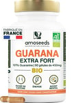 Guarana BIO Extra Fort, 5400mg par jour | 10% de Caféine Naturelle | 90 gélules vegan | Boost Physique, Concentration | Qualité Supérieure