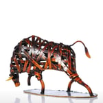 HUHAA Figurine Animale en métal Fer tressé bétail Vintage décor à la Maison à la Main Animaux Artisanat Accessoires Cadeau Taureau Sculpture