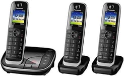 Panasonic KX-TGJ323EB Trio Handset Cordless Home Phone with Nuisance Call Blocker and LCD Colour Display - Black