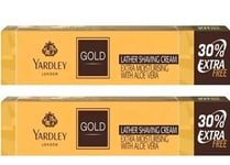 2X 91g YARDLEY LONDON GOLD LEATHER SHAVING CREAM EXTRA MOISURISING WITH ALOEVERA