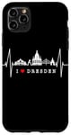 Coque pour iPhone 11 Pro Max Skyline de Dresde Heartbeat Coeur Allemand I Love Dresden