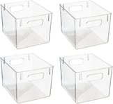 Amtido Clear Plastic Storage Bins for Fridge-Freezer, Cupboard, and Pantry Tidy