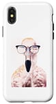 Coque pour iPhone X/XS Lunettes de soleil Flamingo Bird Cool Birdwatcher Birdwatcher Birding Gift
