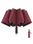 XIXVON Parapluie Plus (12 Baleines, Rouge) | Parapluie Automatique, Protection UV 50+ à 99%, MâT En MéTal Solide, RéSistant Au Vent, Portable, Pliant