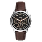 FOSSIL Neutra Watch for Men, Chronograph movement with Stainless steel or Leather strap, Tan and Brown, 44 mm