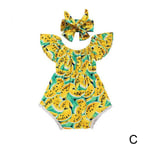 Summer Fashion Newborn Girl Clothes Watermelon Print Romper One M Yellow 24m